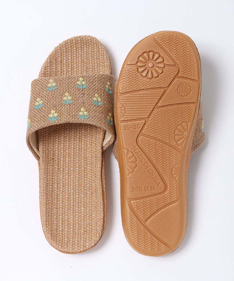 フラワー刺繍ジュートサンダル