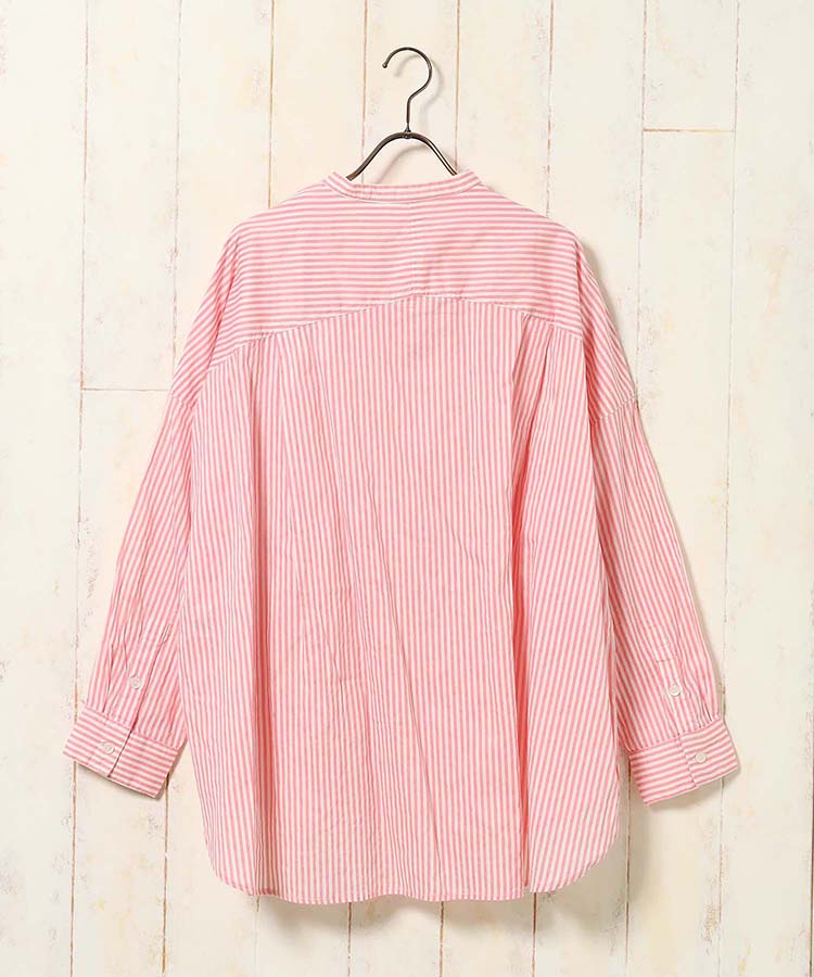 ストライプキャンブリックボイルブラウス