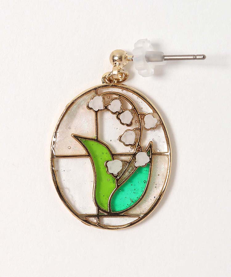 フラワーステンドグラスピアス