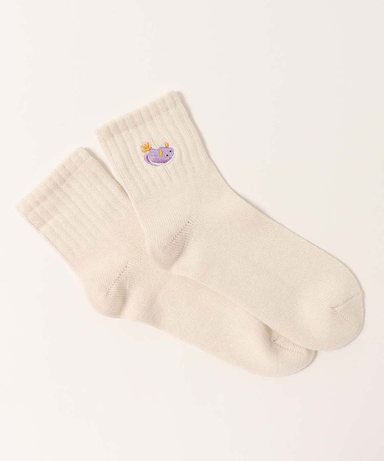 海の生き物刺繍ソックス