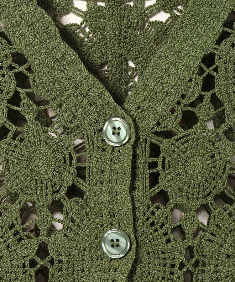 ハーフスリーブフラワーカギ針編みカーディガン