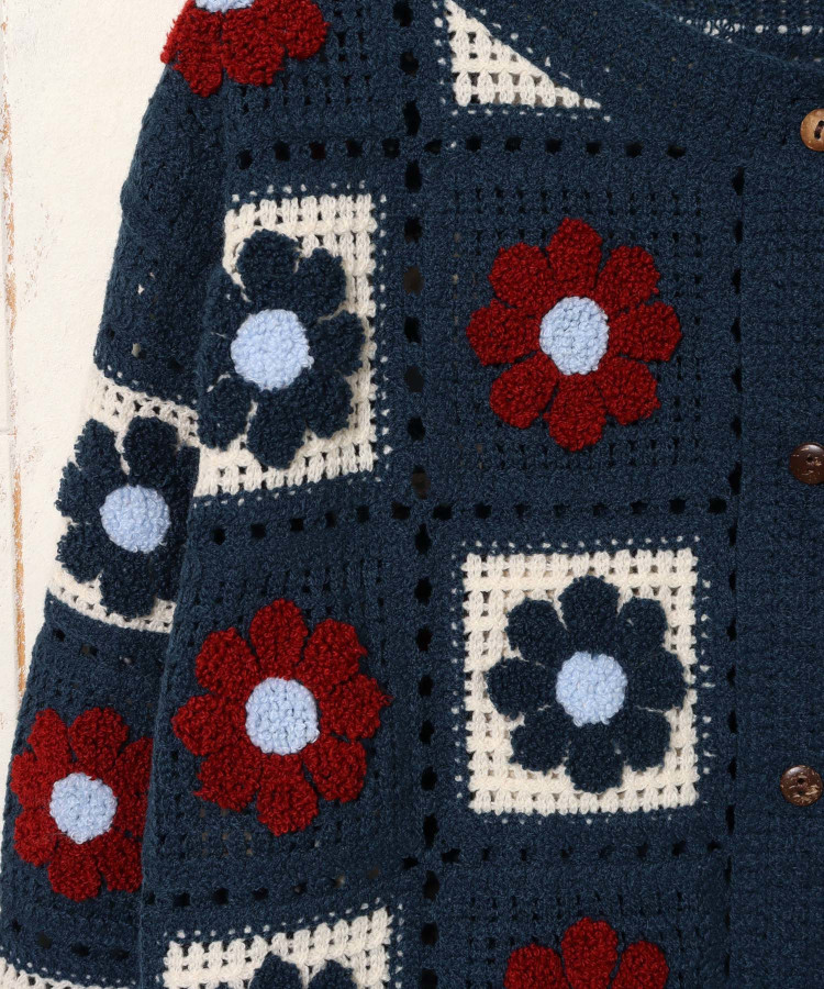 フラワーサガラ刺繍カーディガン