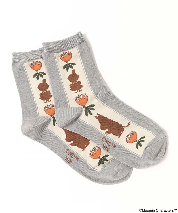 ムーミンシルエット縦ラインロークルーソックス