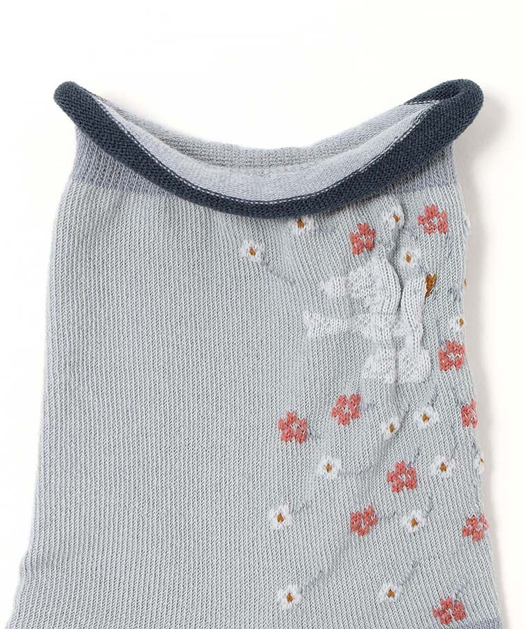 ≪SALE≫逆スパ花鳥ロークルーソックス