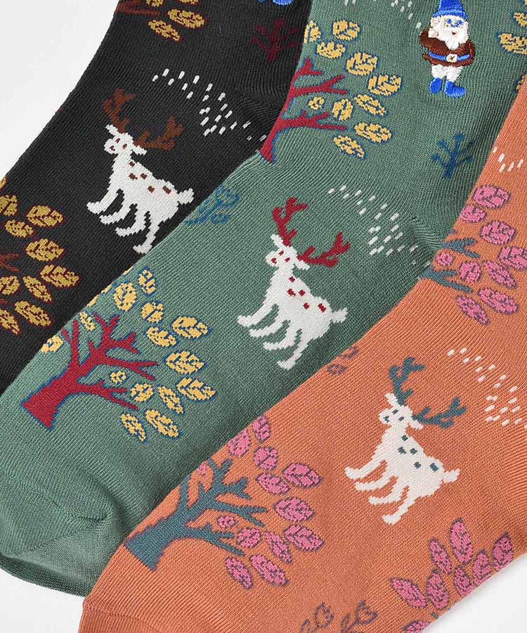 トムテ刺繍ロークルーソックス