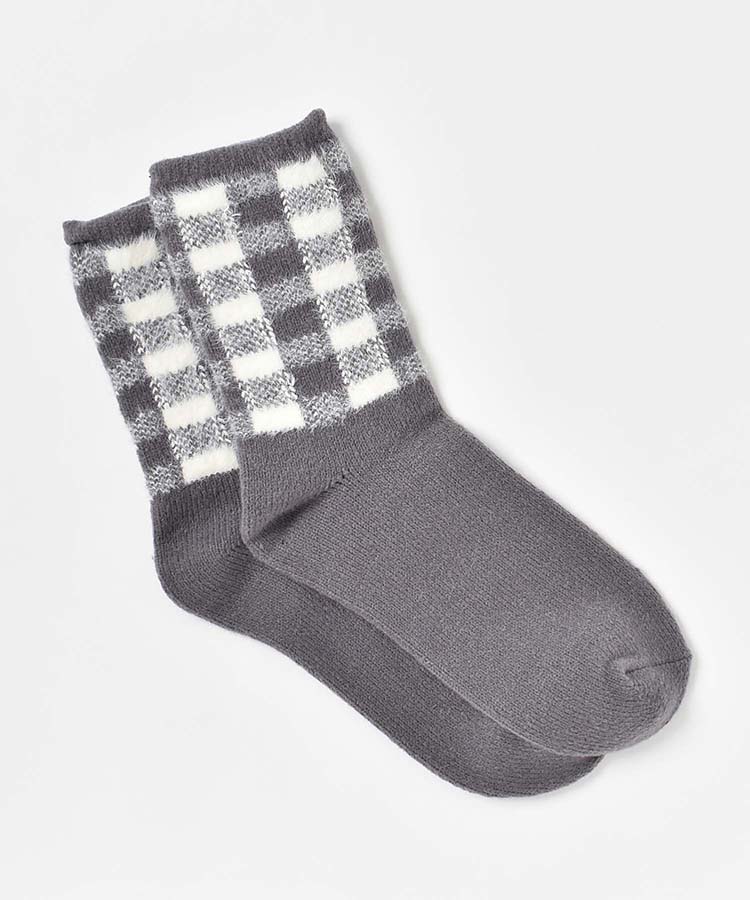ギンガムチェッククルーソックス