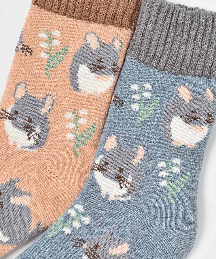 チンチラ裏起毛クルーソックス