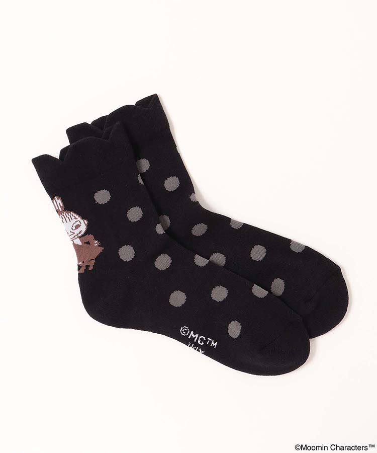 バックリトルミイドットフリルロークルーソックス