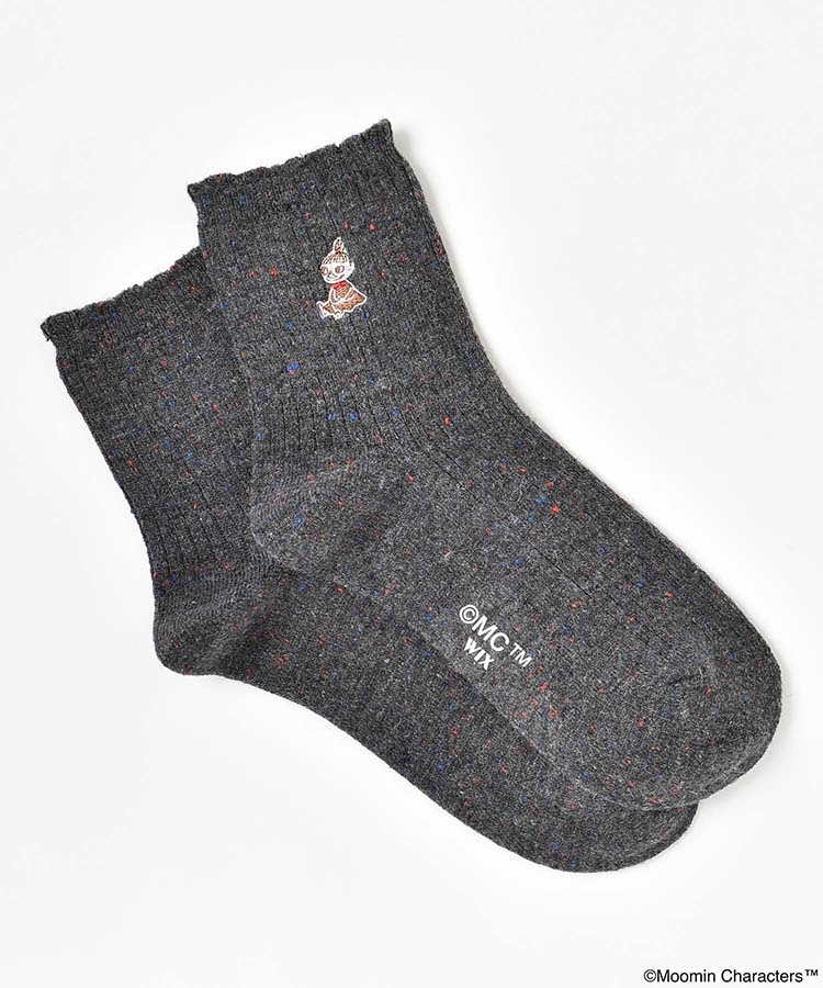 リトルミイ刺繍ネップロークルーソックス