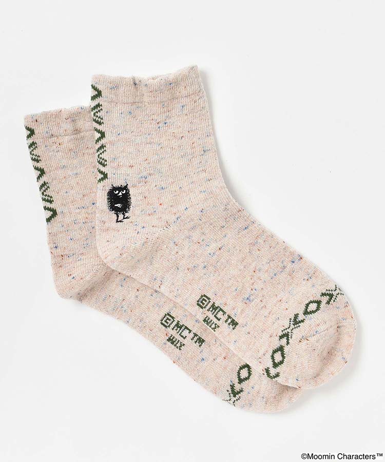 スティンキー刺繍ネップロークルーソックス