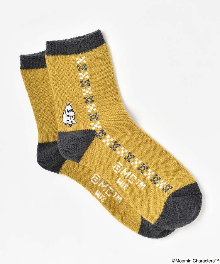 ムーミン刺繍ニットロークルーソックス