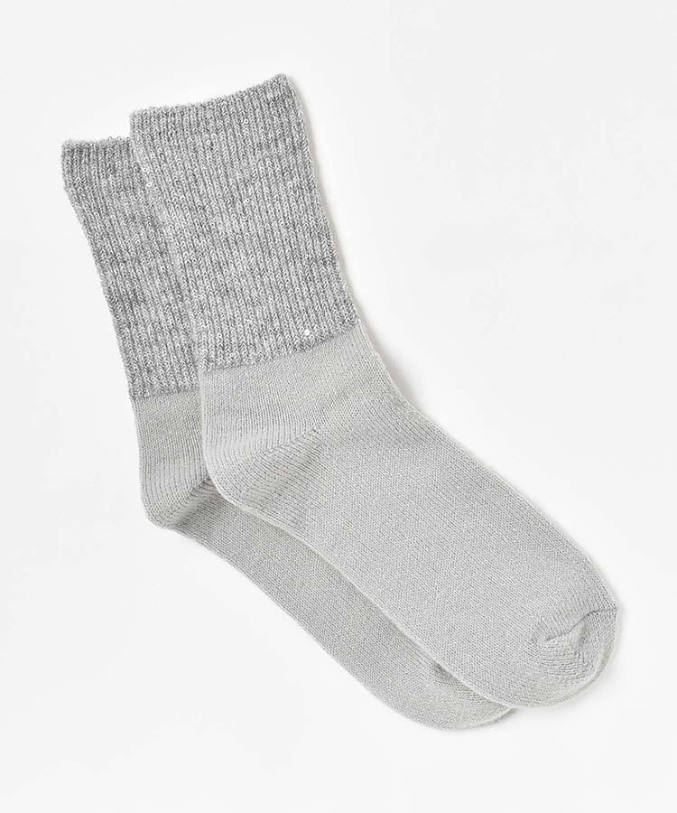 スパンコールリブ切替クルーソックス