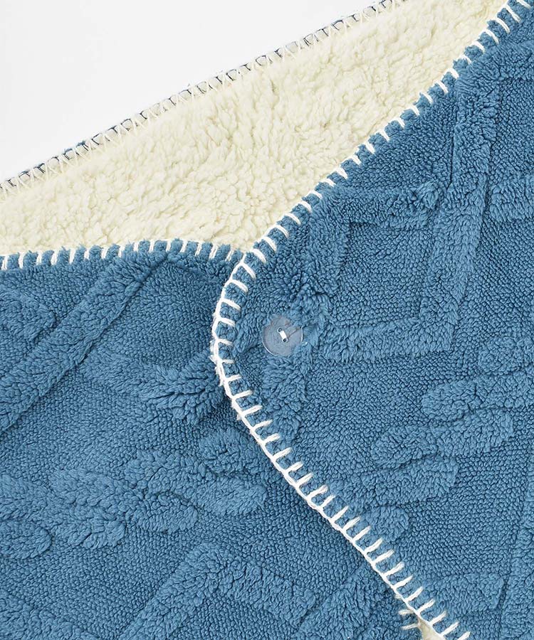 アラン編み風ボア3wayひざ掛け