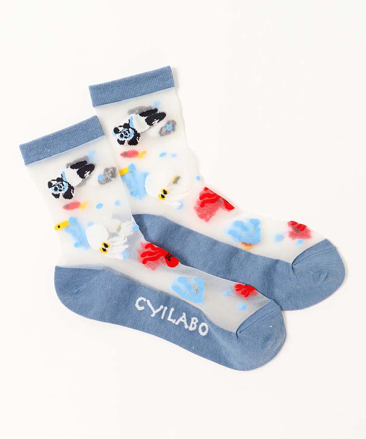 ≪SALE≫CYILABO総柄シースルーソックス