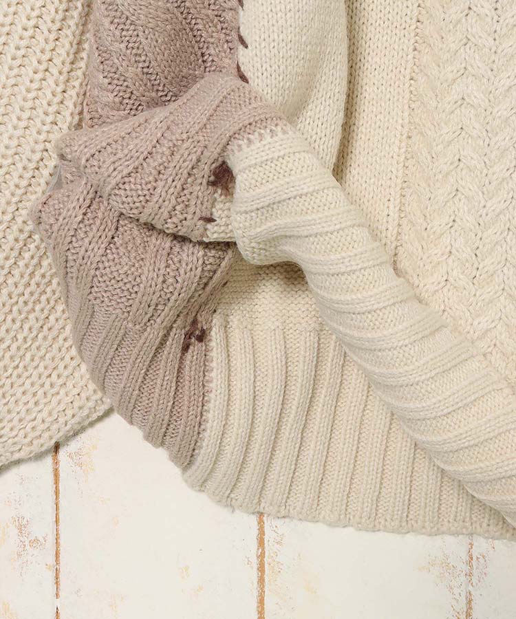 ケーブル切替ハンドステッチプルオーバー