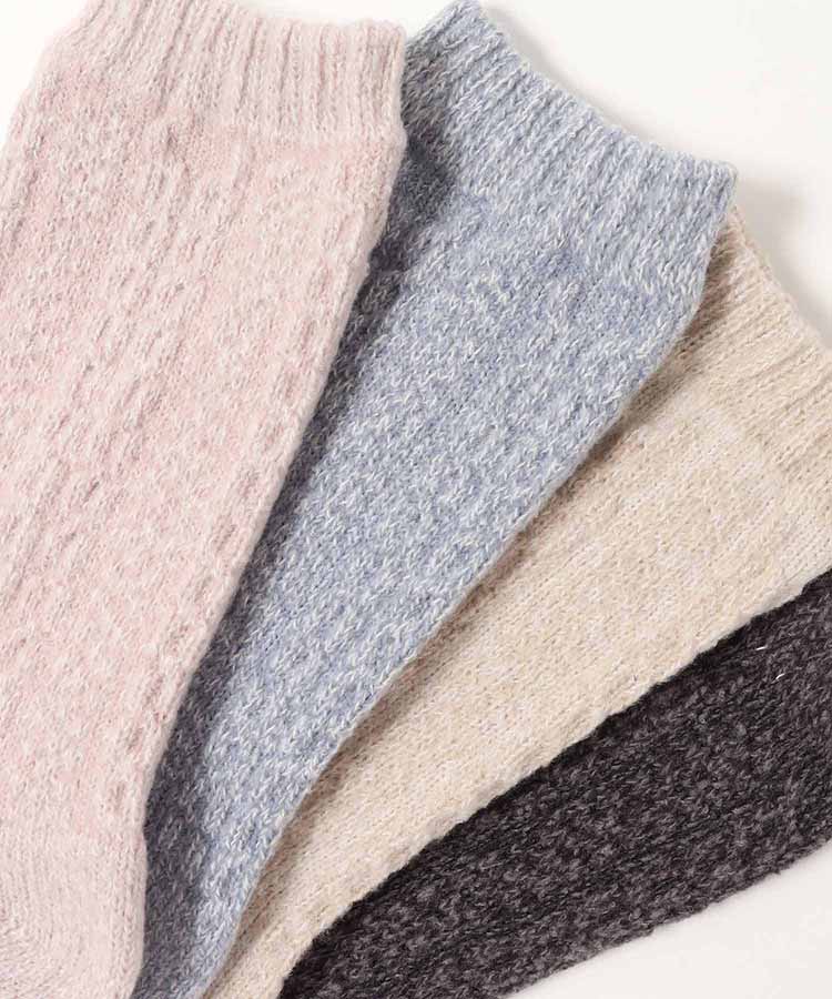 鹿の子畦シルク混ソックス