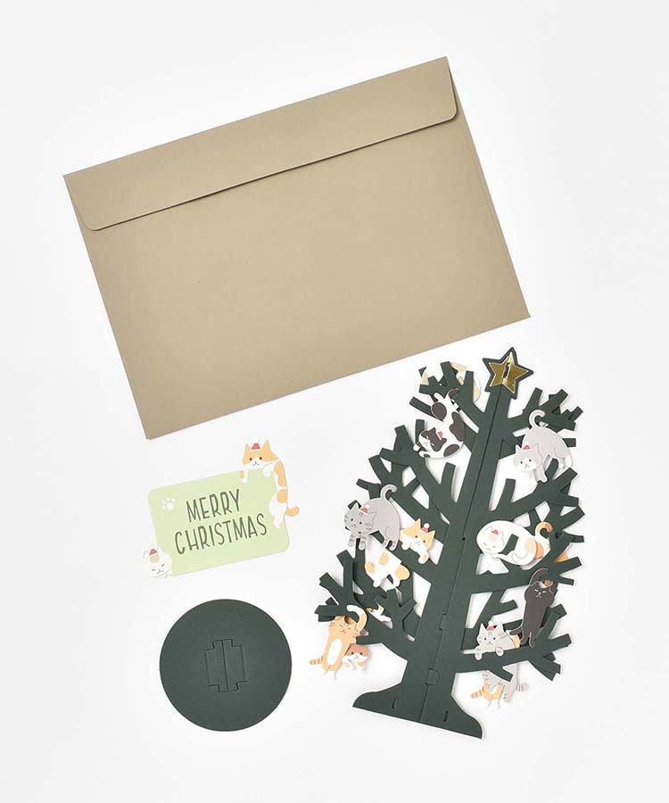 ネコツリークリスマスカード