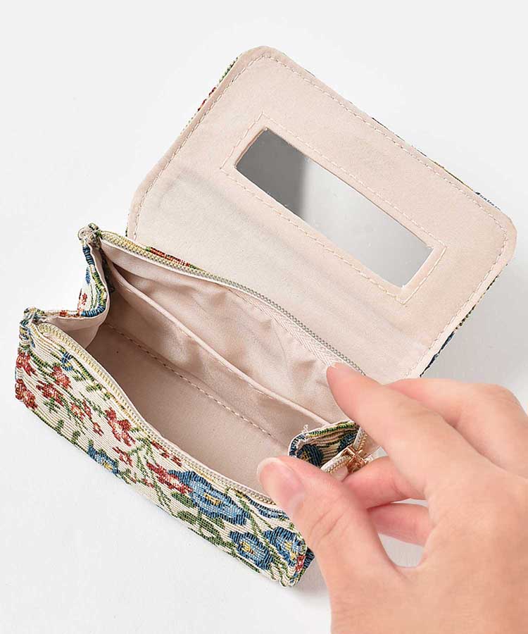 フロルシックミラー付きミニポーチ