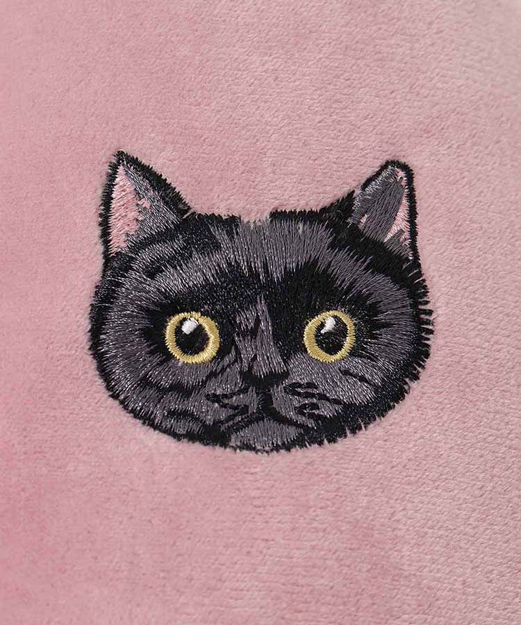 ネコ刺繍ルームシューズ