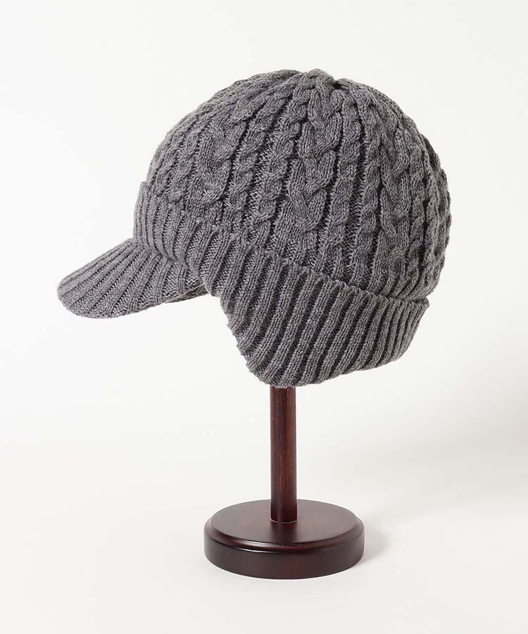 ケーブルニット耳付きキャスケット