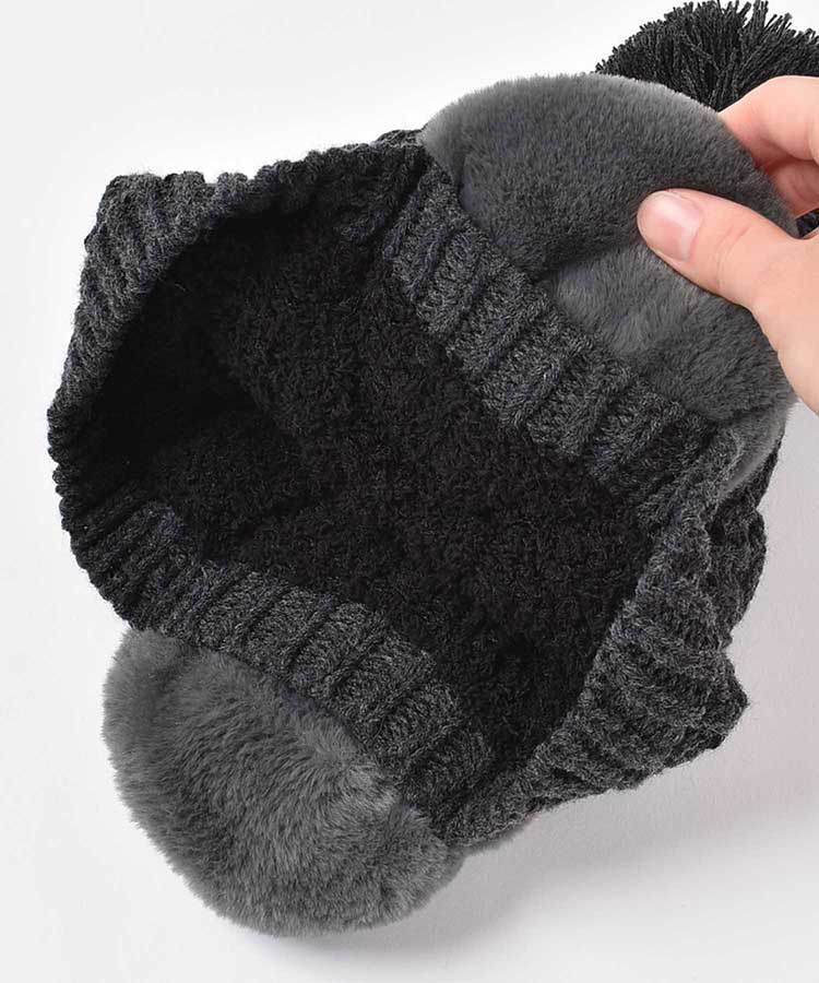 ファー付耳あてニット帽