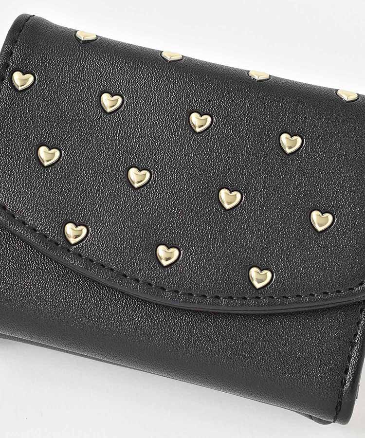 プチハート刺繍二つ折りがま口財布