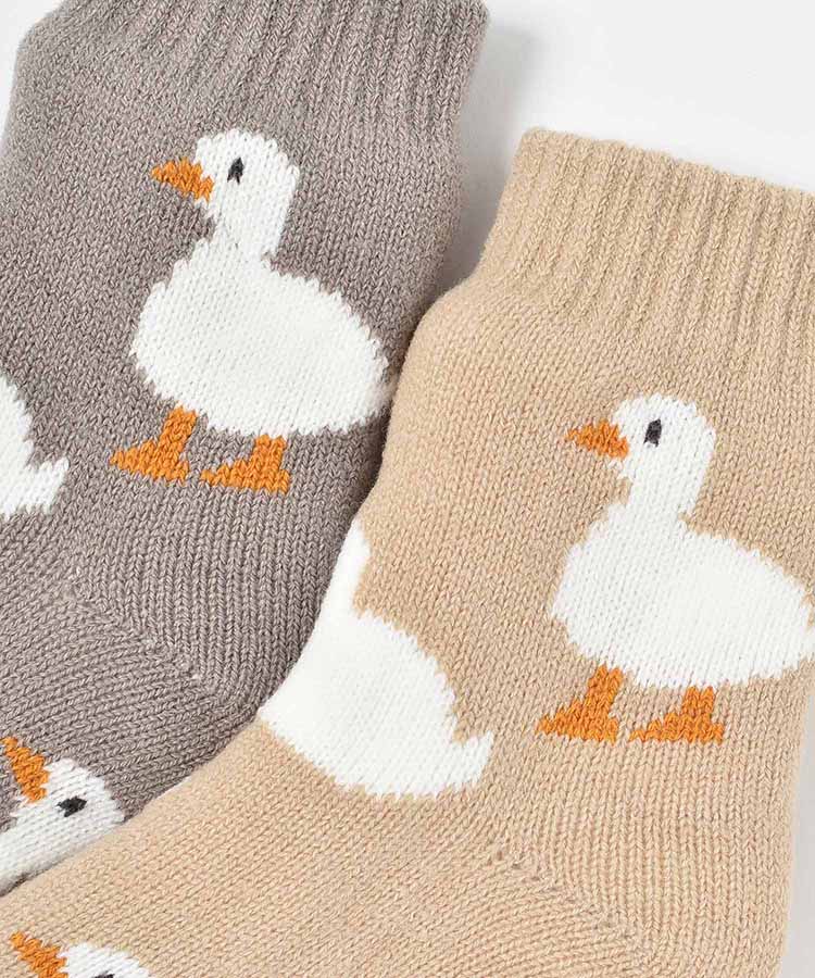 アヒル総柄裏ボアソックス