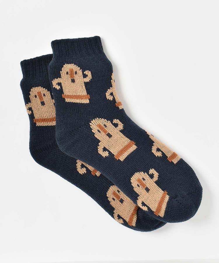 ハニワ総柄裏ボアソックス