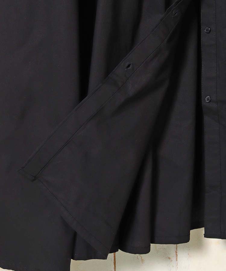 ポプリン前開きカフス袖ワンピース