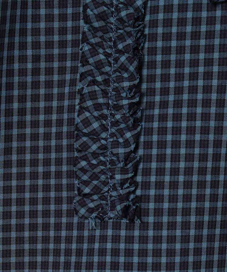 le petaleフリルラインチェックブラウス