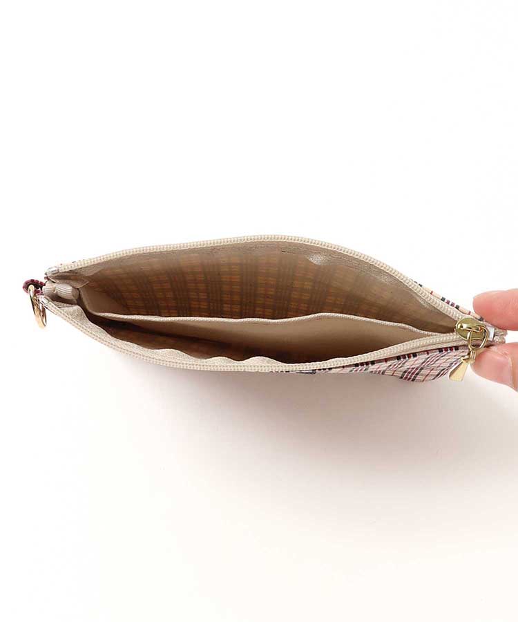 タイプライターチェック柄フラットポーチ