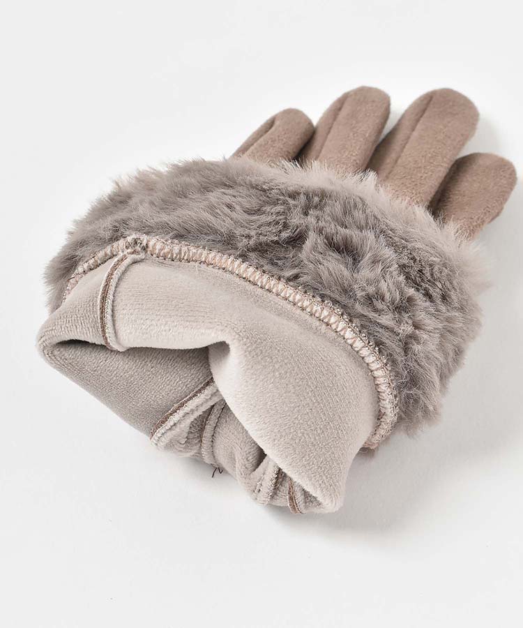 フェイクスエード指フードファーグローブ