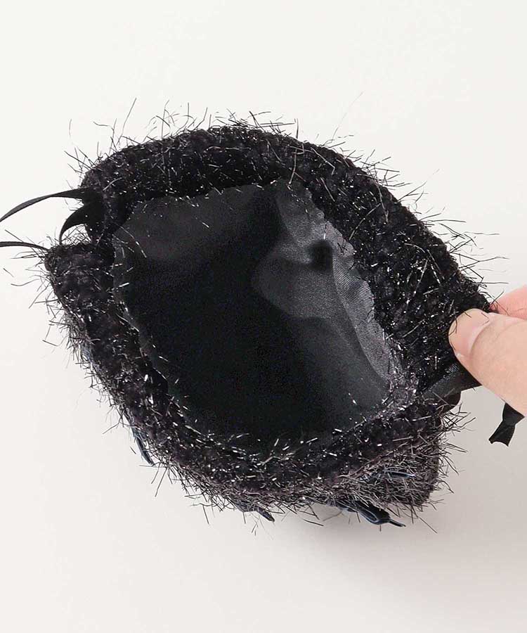 プチリンドラメニットリボンミニ巾着