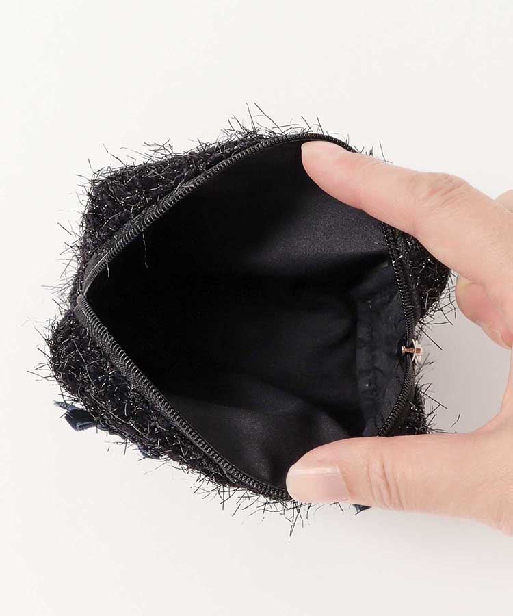 プチリンドラメニットリボンボックスポーチ