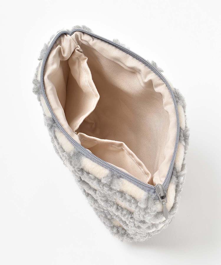 ボアチェック舟型ポーチ