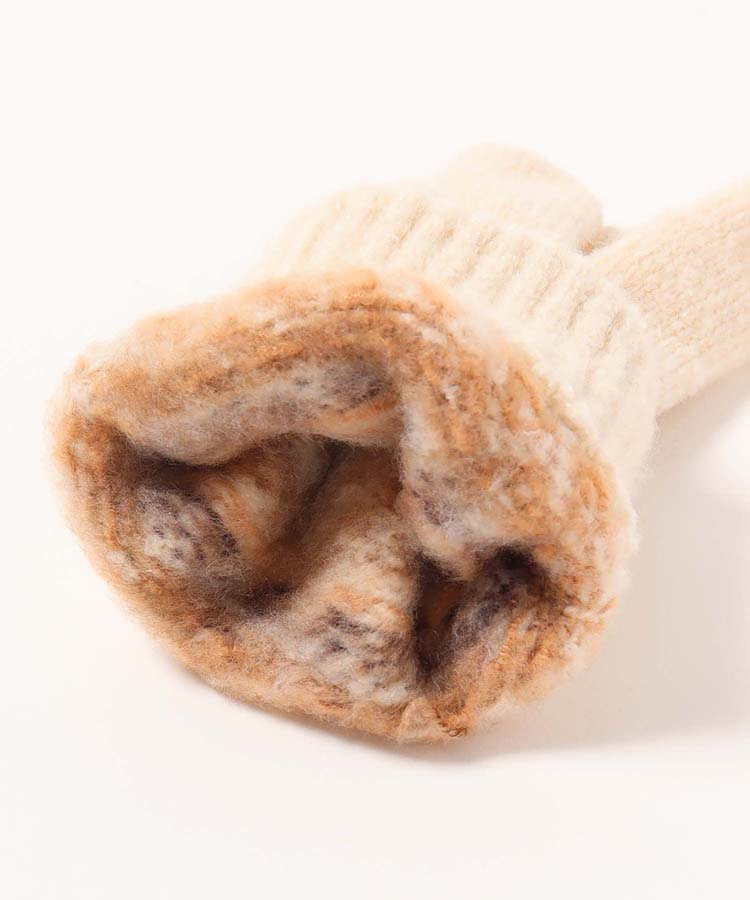 裏起毛雪柄ニットグローブ