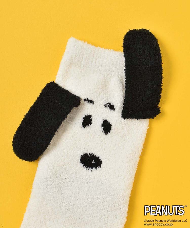 スヌーピーモコモコ顔つきソックス