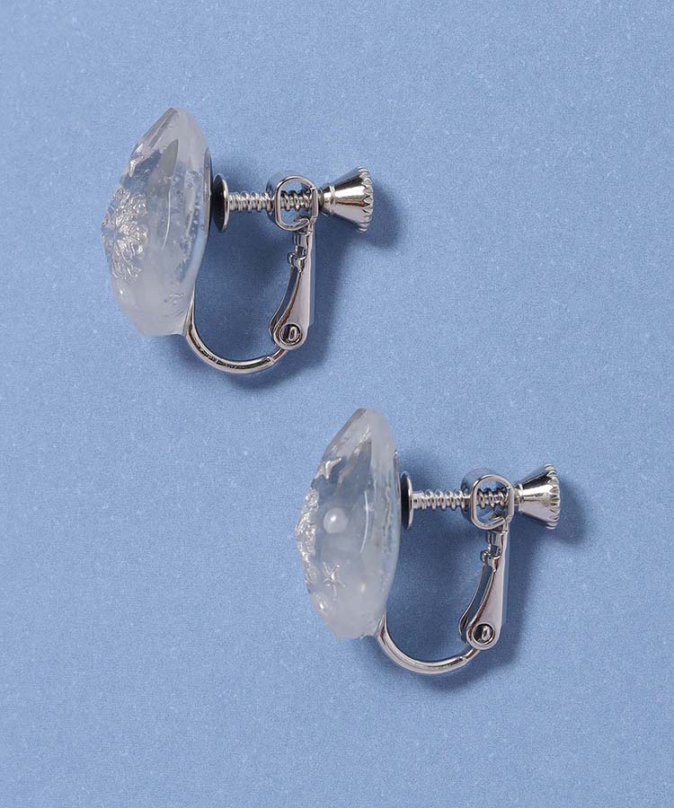 スノーフレーク封入イヤリング