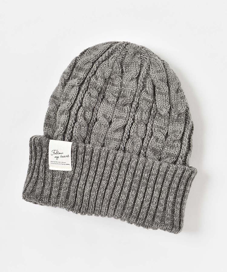 リバーシブル2WAYMIXリブ＆ケーブルニット帽