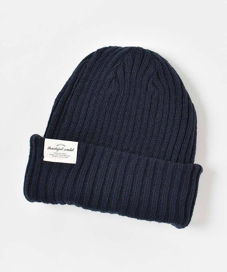 リバーシブル2WAYリブ＆ケーブルニット帽