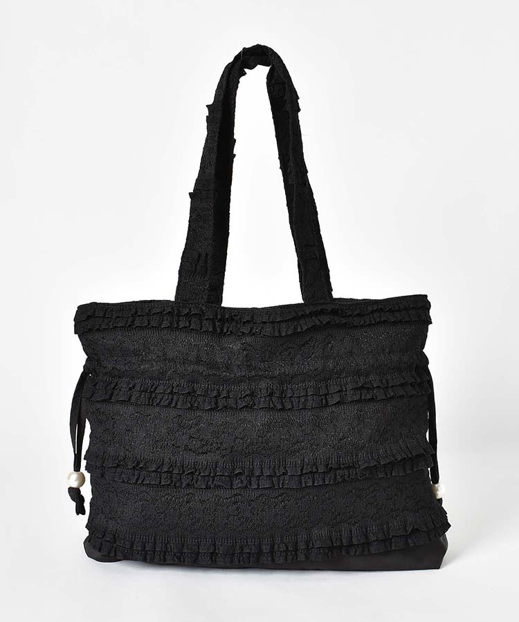 レース巾着トート