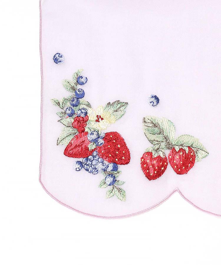 スカラップ刺繍フルーツ柄ストール