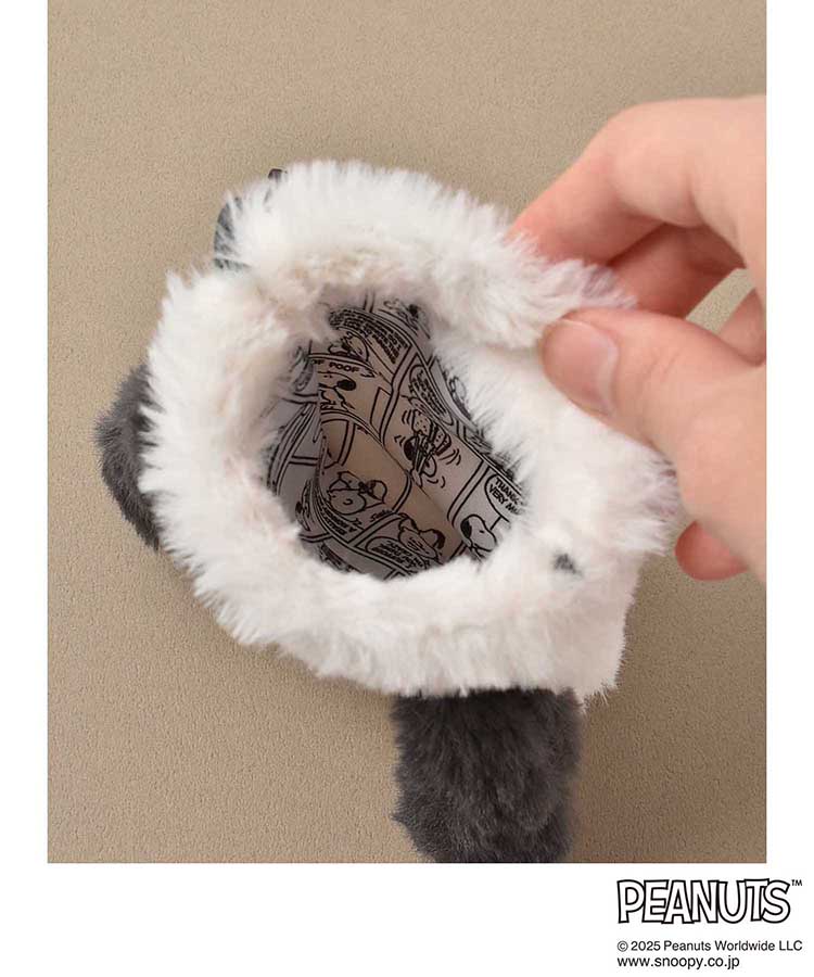 PEANUTS SNOOPYカラビナ付きふわふわフェイス巾着