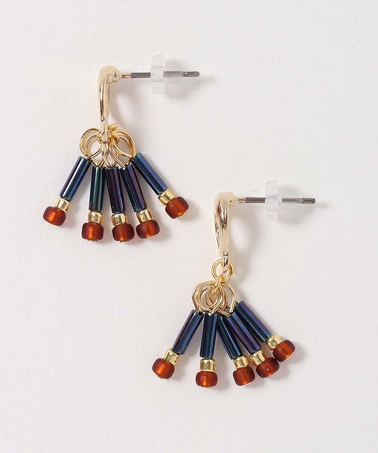 竹ビーズチェコガラスピアス