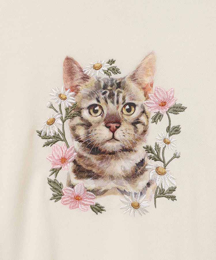 le petaleトラネコフラワー刺繍スウェット