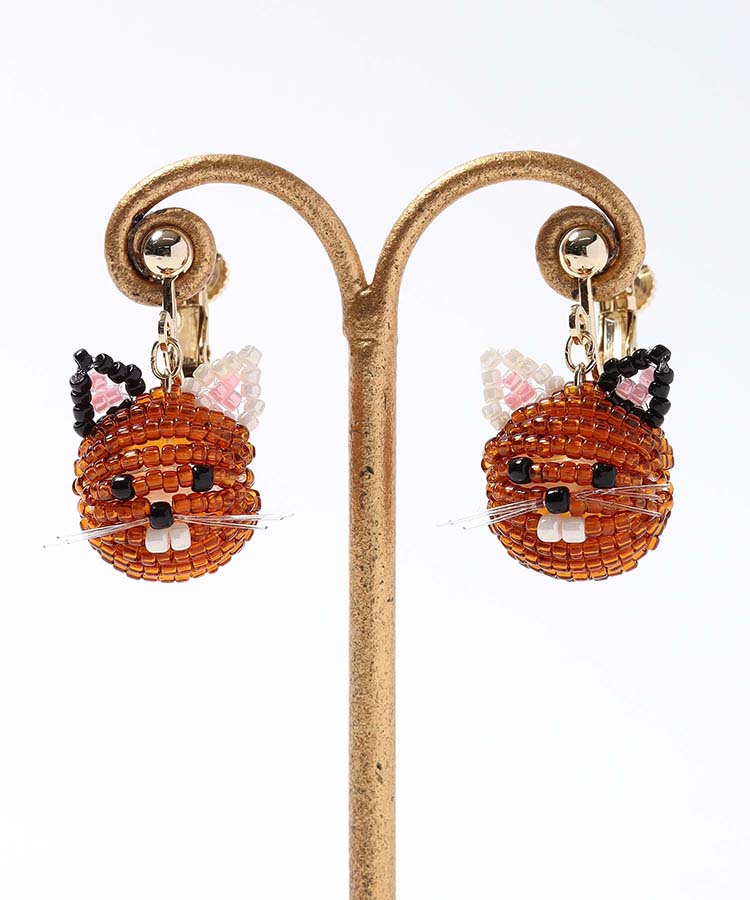 キャットビーズイヤリング