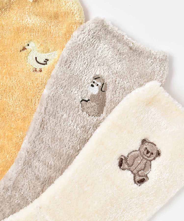 モールヤーンアニマル刺繍ソックス