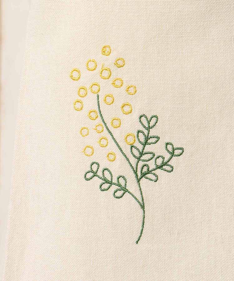 ミモザ刺繍エプロン