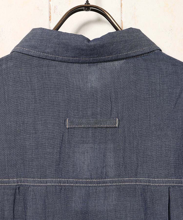 シアーデニムリブ袖シャツ