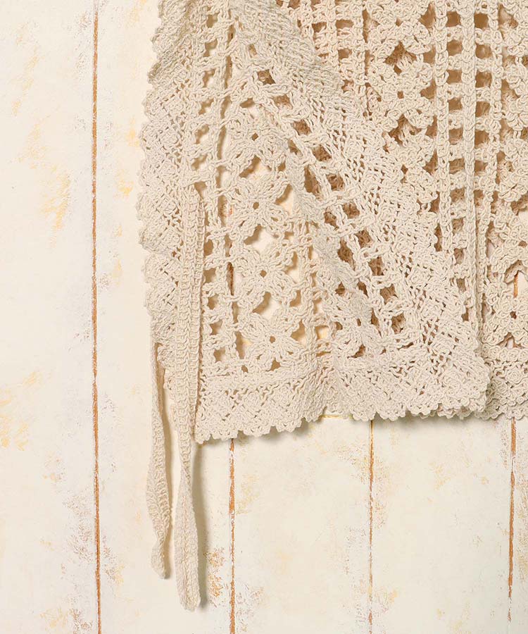 かぎ針サイドリボンベスト